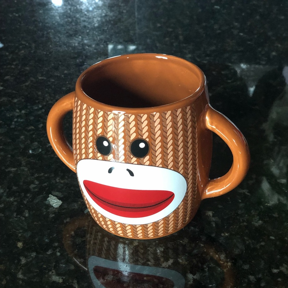 Galerie Sock Monkey Double Handle Coffee Mug Tea